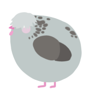 A silver and grey chicken with a neck-speckle pattern