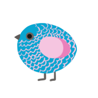 A cerulean and pink chicken with a lace pattern