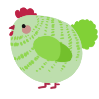 A gluppy and grass chicken with a bar pattern