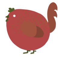 A red and russet chicken with a half-lace pattern
