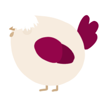 A cream and maroon chicken