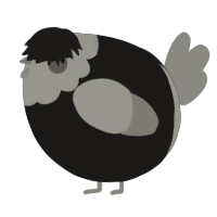 A sable and ash chicken with a head pattern