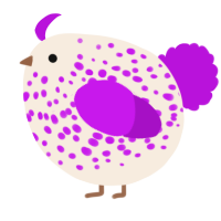 A cream and amethyst chicken with a speckle pattern