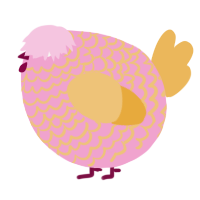 A pink and honey chicken with a lace pattern