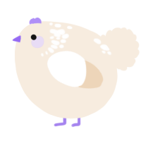 A cream chicken with a neck-speckle pattern