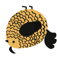 A honey and black chicken with a lace pattern
