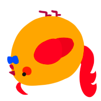 A orange and crimson chicken