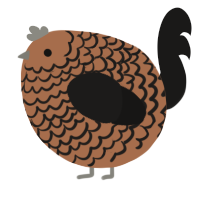 A brown and sable chicken with a lace pattern