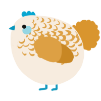 A cream and orange chicken with a half-lace pattern