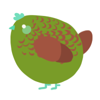 A chartreuse and russet chicken with a half-lace pattern