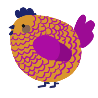 A orange and plum chicken with a lace pattern