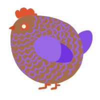 A brown and blurple chicken with a lace pattern