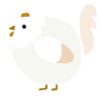 A white and cream chicken with a head pattern