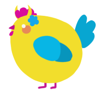 A yellow and cerulean chicken