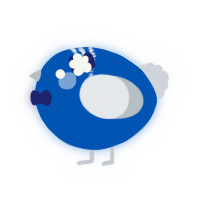 A ultramarine and mist chicken with a neck-band pattern