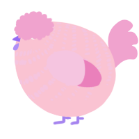 A rose and pink chicken with a bar pattern