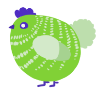 A grass and gluppy chicken with a bar pattern