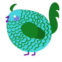 A aqua and leaf chicken with a lace pattern