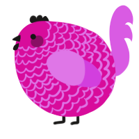 A fuchsia and orchid chicken with a lace pattern