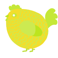 A yellow and lime chicken with a lace pattern