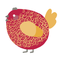 A crimson and honey chicken with a double-lace pattern