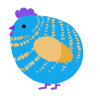 A sky and honey chicken with a bar pattern