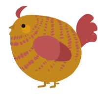 A ochre and red chicken with a bar pattern