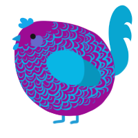 A plum and cerulean chicken with a double-lace pattern