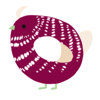 A maroon and cream chicken with a bar pattern