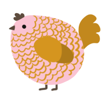 A rose and ochre chicken with a lace pattern
