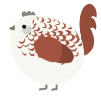 A white and russet chicken with a half-lace pattern