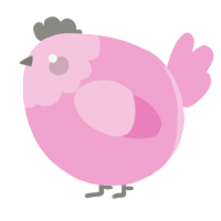 A pink chicken with a head pattern