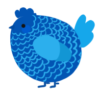 A ultramarine and sky chicken with a lace pattern