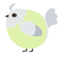 A apple and mist chicken with a head pattern
