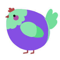 A blurple and spring chicken with a head pattern