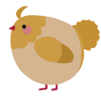 A beige and gold chicken with a head pattern