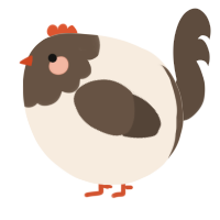 A cream and bark chicken with a head pattern