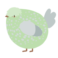 A gluppy and silver chicken with a speckle pattern