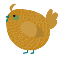 A ochre and gold chicken with a lace pattern