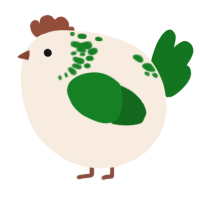 A cream and leaf chicken with a neck-speckle pattern