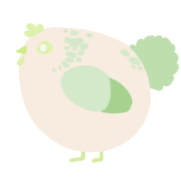 A cream and gluppy chicken with a neck-speckle pattern