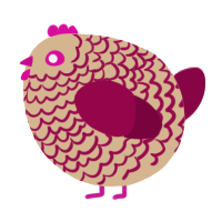 A beige and maroon chicken with a lace pattern
