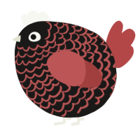 A sable and red chicken with a lace pattern
