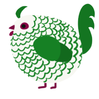 A white and leaf chicken with a lace pattern