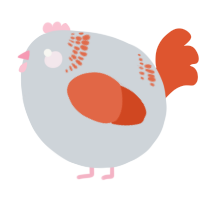 A mist and vermilion chicken with a neck-band pattern