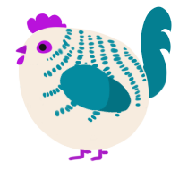 A cream and sea chicken with a half-bar pattern
