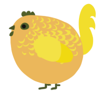 A honey and yellow chicken with a half-lace pattern