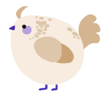 A cream and beige chicken with a neck-speckle pattern