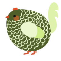 A olive and apple chicken with a lace pattern