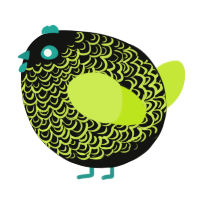 A black and lime chicken with a double-lace pattern